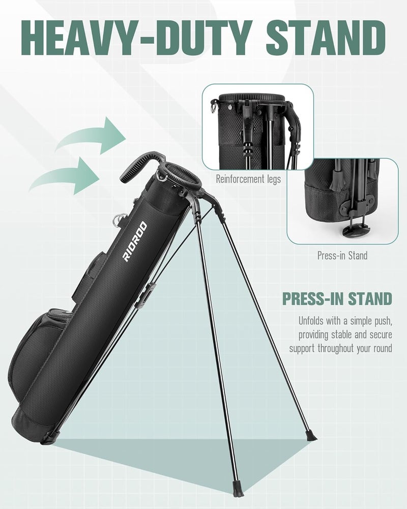 RIOROO Golf Stand Bag, Lightweight Par 3 Golf Bag Holds Up to 7 Clubs with Two Way Dividers Cooler Pocket Shoulder Strap and Multiple Storage Pockets for Men and Women - Image 2